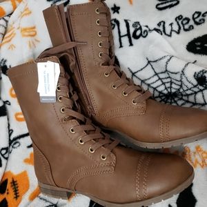 Brown combat boots